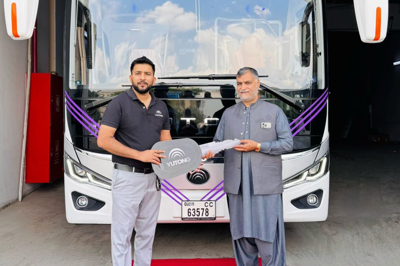 New 53-seater Yutong luxury bus handover Dubai UAE fleet